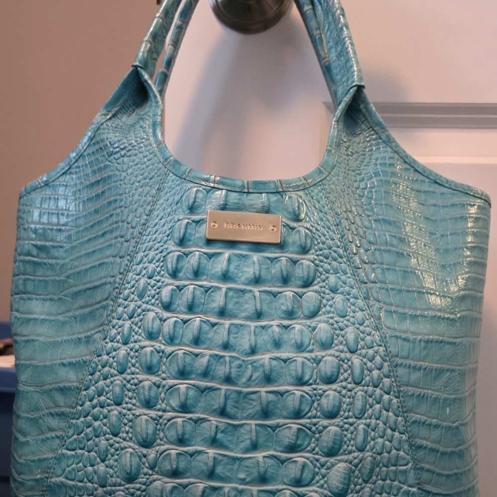 Brahmin Blue Crocodile Embossed Leather Women's Bag